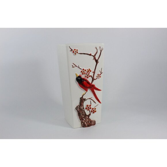 Vintage Haeger USA Bird Vase Relief Pottery Ceramic 10 Inch Mid Century - Picture 1 of 12